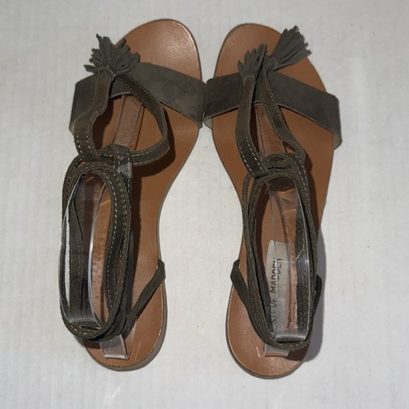 Steve Madden Suede Ankle Wrap Sandals - Picture 6 of 7